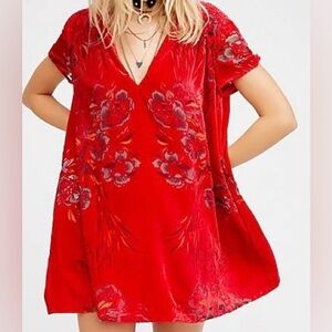 Free People Velvet Swing Mini Dress Size XS Color Red